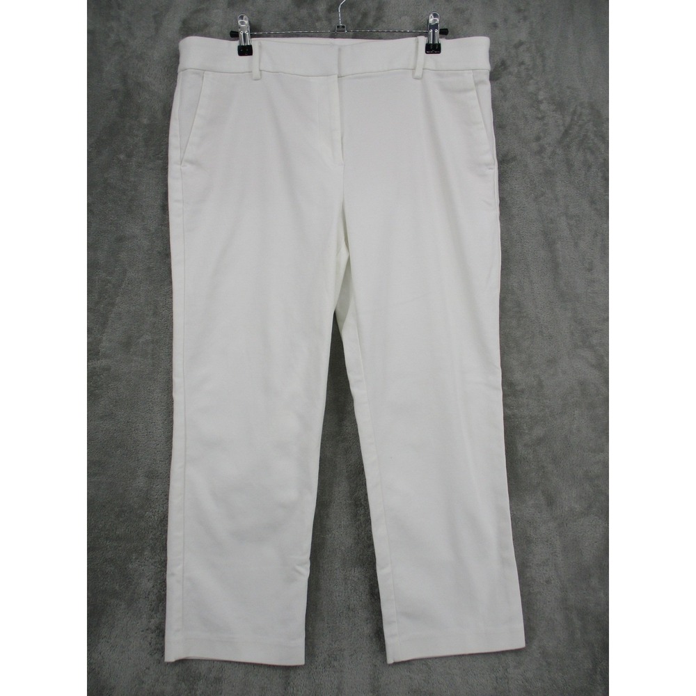 Ann Taylor Loft Pants Womens 14 Straight Leg Trouser Office Career Crop White